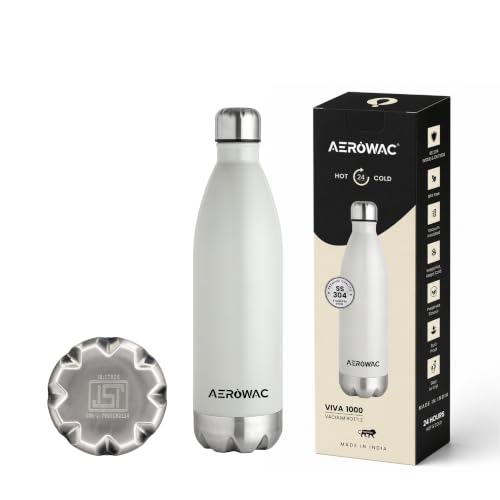 Image of 304 Stainless Steel Viva Insulated Flask 1000ml | Hot & Cold 24 Hours | Leak Proof, Double Wall, Lightweight, BPA-Free Bottle | Ideal for Office, Gym, School and Travel (Grey, Pack of 1)