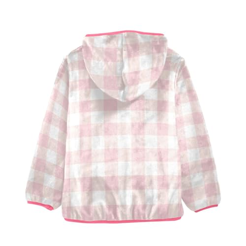 GuoChe Tartan Check Pink Toddler Sherpa Jacket2