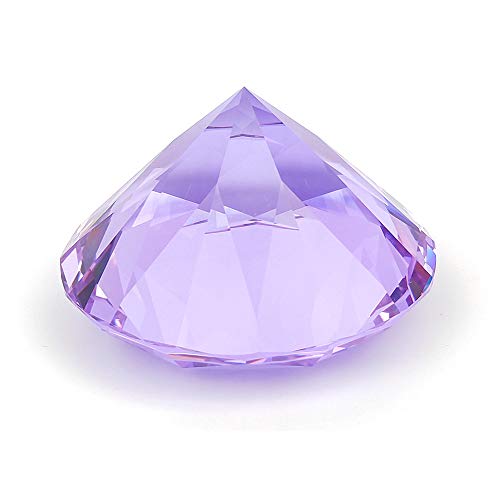 Image of Crystal Glass Diamond Shaped Decoration 60mm Jewel Paperweight,Gift Decoration Idea for Christmas, Thanksgiving and Birthday (Purple)