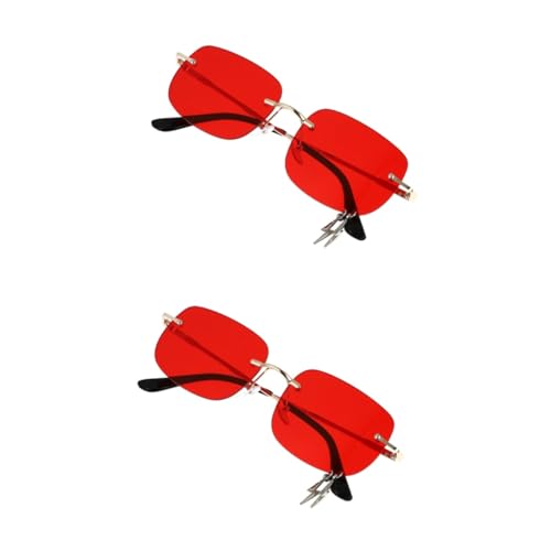 PACKOVE 2pcs Unique Metal Sunglasses for Photography Square Frameless Glasses for Years Party