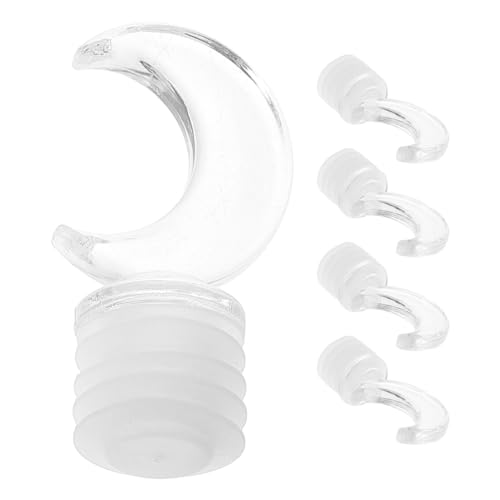 PACKOVE 5PCS Moon Shaped Decorative Bottle Stoppers Plastic Wine Stoppers Elegant Aroma Diffuser Seals for Essential Oils and Perfume Bottles Refined Finish for Home Decor