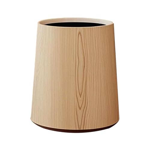 F Fityle Poubelle Amovible en Imitation Bois, Poubelle à Double Couche avec Grande Ouverture, Corbeille à Déchets en PP pour Hôtel, Salle de Bain, Chambre et Bureau, S, Couleur Bois Naturel