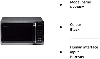 Sharp R274KM, Solo Digital Microwave, 20 Litre Capacity, 800 W, Black, Turntable