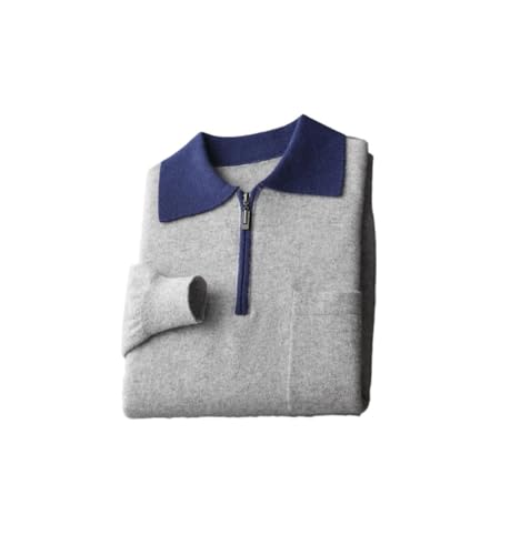 Men Fall Winter Cashmere Sweater Color Blocking Halfzip Lapel Pullover Casual Daily Long Sleeve Jumper