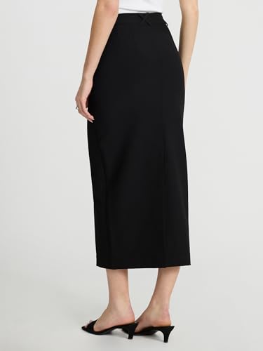 EXPRESS Women’s Editor Skirt – High Waisted Stretch Maxi Column, Desk-to-Dinner – Black2