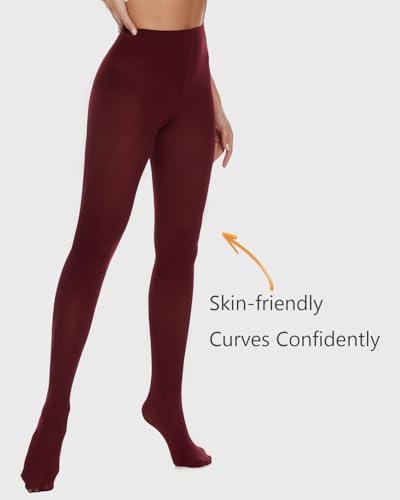 DUCMODA Womens 80 Denier Opaque Tights, Women's Soft Solid Color Footed Pantyhose, High Waist Stocking with 30+ Colors3