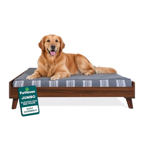 Furhaven (Old Version) Elevated Dog Bed Frame for 44' x 35' XL Dog Beds, Easy Assembly - Mid-Century...