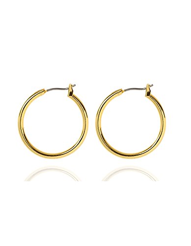Anne Klein Gold Tone Tube Clip Top Hoop Earrings