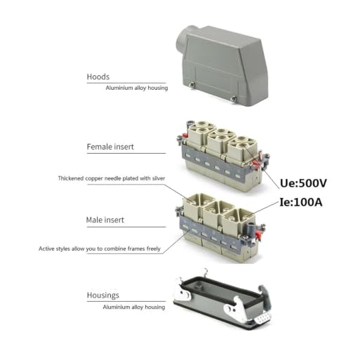 Conector resistente de gran corriente 100A y 6 pines para aviación industrial impermeable 5