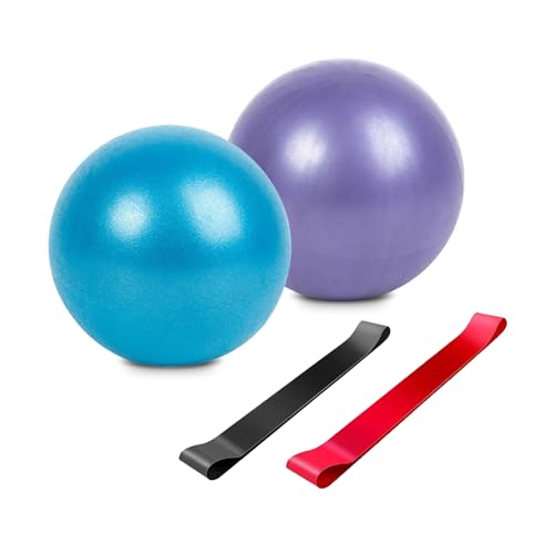 Pownert Ballon de Pilates 22cm avec Ceinture Élastique, Ballon de Grossesse, Ballon de Yoga, Idéal pour Yoga, Exercices, Kinésithérapie, Entraînement du...