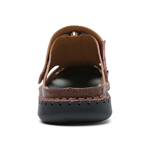 Image of JAMONWU Men's Casual Closed Toe Adjustable Leather Sandals Handmade Fisherman Beach Sandals