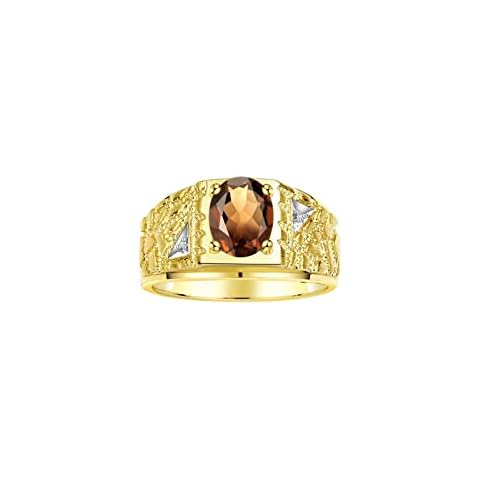 RYLOS Gold Plated Nugget Ring with Gemstone Cover