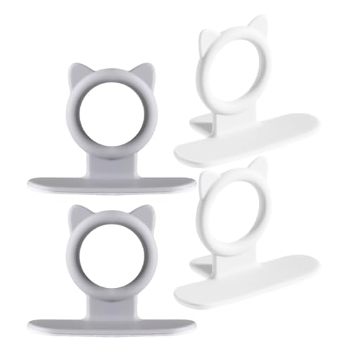 OSALADI Elevador de Tapa de Inodoro Adhesivo 4 Piezas de Silicona Gris y Blanco Manija Creativa para Levantar Asiento Accesorios para Baño Hogar Oficina y Hotel
