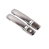 HYUERTC Exterior Door Handles Car Styling Accessories for Nissan for Pathfinder R51 2005-2012 Carbon Fiber Chrome Car Door Handle Cover Trim Sticker Left Right Door Handle(Silver 2 Buttons)