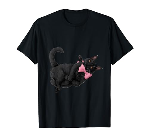 Preppy Cat Names Black Cat With Bow Men Women Kids T-Shirt