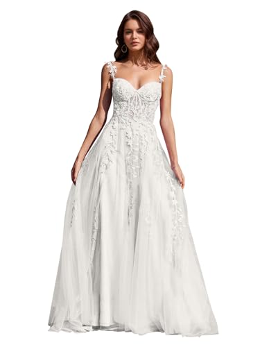 Image of Long Tulle Prom Dresses 2025 V Neck Floral Long Ball Gowns for Women Lace Applique Formal Evening Gowns ACE159