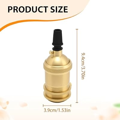2 Pack Solid Brass Light Socket with 2 Socket Rings, Suitable for Handmade Lighting, Lamps, Pendants, Pull-Chain Version