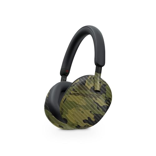Image of MightySkins Carbon Fiber Skin Compatible with Sony WH-1000XM5 Headphones - Green Camouflage | Protective, Durable Textured Carbon Fiber Finish | Easy to Apply