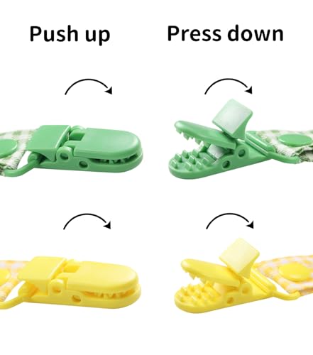 Image of CutiePlusU Pacifier Clip Big Size Anyard Holder Clips 2 Pack Green Yellow