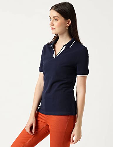 Marks & Spencer Pure Cotton Striped Polo Neck T-Shirt