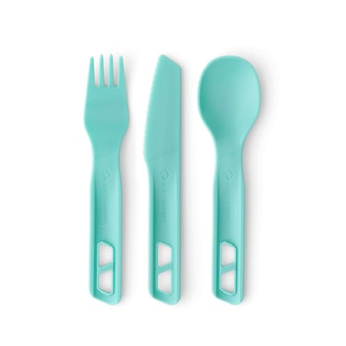Sea to Summit Passage Camp Cutlery Set, Fork, Spoon and Knife, Aqua Sea Blue