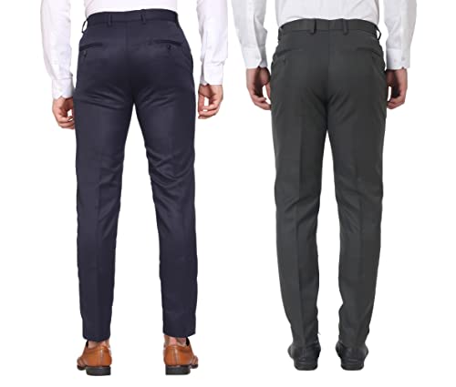 Image of MALENO Men Formal Trouser Regular Fit Solid | Soft and Breathable Pant Combo (Pack of 2)