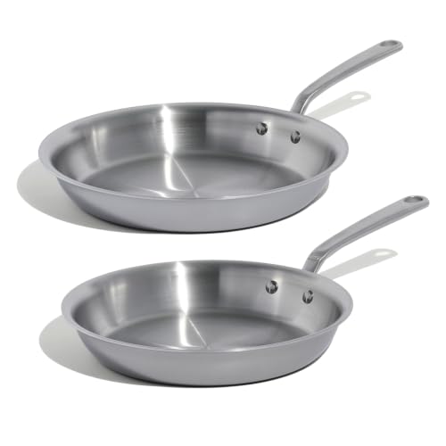 Image of Made In Cookware - 2-Piece Stainless Clad Frying Pan Set - 5-Ply Stainless Clad with Stay-Cool Handle - Professional Cookware - Crafted in Italy - Induction Compatible