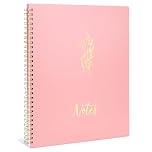 Koogel Spiral Notebook, 22x27cm Journal With 160 Lined Pages For Women College Ruled Notebook Cute Light Pink Travel Journals for Gift Office School Supplies