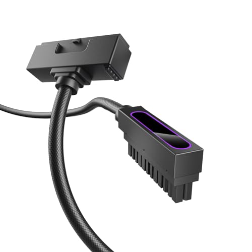 Image of AsiaHorse Hydrus-24PIN PC PSU Extension Cable ARGB LED, Copper Wire Motherboard Power Extension Cable Integrated Design, 2000W Power (Whole Set), PC Power Cord for Cable Management-Left Out