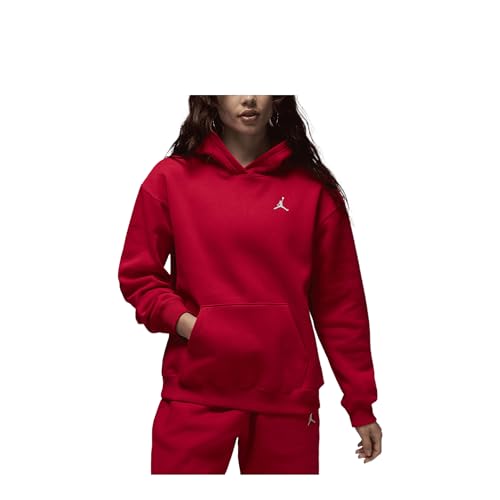 Jordan Brooklyn Fleece Women's Pullover Hoodie (FV7071-687, Gym Red/White) Size Medium