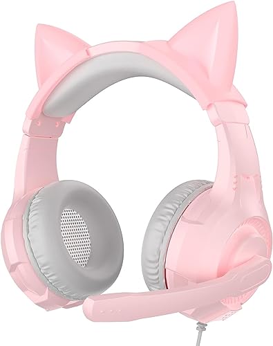 Amazon.co.jp: ピンク猫耳ヘッドホン ゲーミングヘッドセット有線