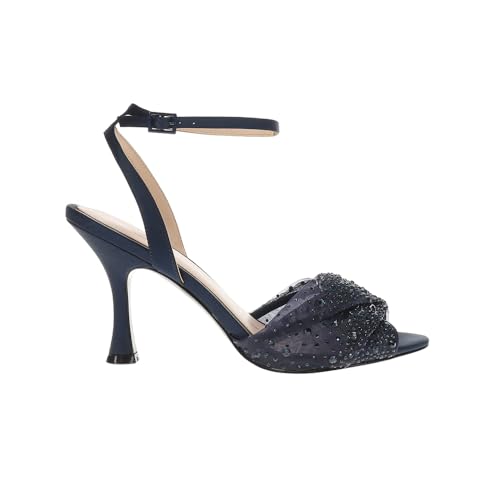 NINA Womens Vida Rhinestone Ankle Strap Dress Sandals Mid Heel 2-3