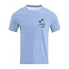 Oversize - Maglietta da uomo con scollo rotondo, a maniche corte, con retro in noce di cocco, stampa hawaiana, tropicale, maglietta estiva in tinta unita, O azzurro, L #5