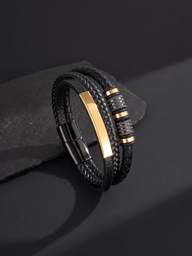 Pulsera para hombre de cuero con hebilla de acero inoxidable miniatura 3