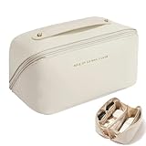 3 Piezas Neceser Mujer Viaje Maquillaje Bolsas De Viajes Bolsa Aseo Estuche Grande Organizador Blanco Makeup Bag Necessaire Neceseres Toiletry con Compartimentos Limpiador Brochas