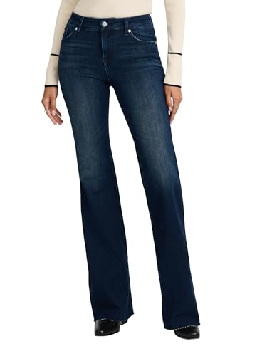 EXPRESS Women’s FlexX Jeans – Mid Rise ’70s-Inspired Stretch Flare Denim with Expanding Waistband and Comfortable Sculpt Fi