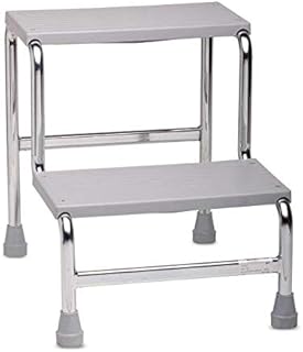 Scaletta a due gradini in acciaio cromato per lettini medici