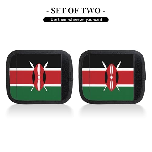2 Pcs Luggage Handle Wraps, Flag of Kenya Print Grip Handle Cover/Travel Bag Identifier for Suitcase Accessories2