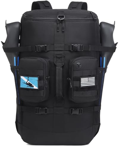 Scuba Diving Backpack 65L for Gear, Fins, Snorkel (Black)