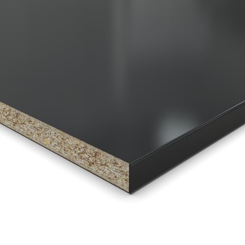 Pannello truciolato da 19 mm, nero segnaletico, rivestito in resina melaminica, lunghezza fino a 200 cm, pannelli decorativi con cestino da 2 mm, a scelta: 60 x 40 cm (bordo in ABS lato lungo)