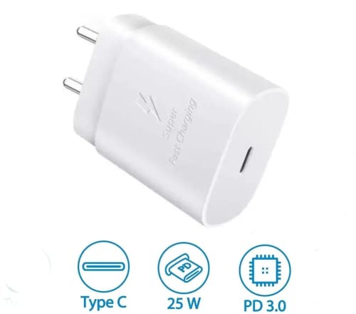 Image of MMAK 25W Charger USB-C Super Fast Charging Adapter Compatible for Galaxy S21 /S21+ /S21 Ultra /S20 /S20+ /S20 Ultra /Note 10,20 /Note 20 Ultra /Note10+, with Cable, White