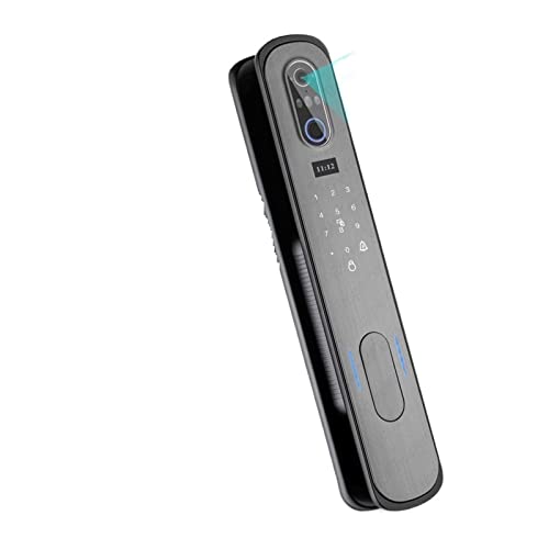 Smart Lock 3D Grabación de reconocimiento facial video portero cerradura de puerta inteligente cerradura biométrica de huellas dactilares con cámara (color: rojo 6068) (negro 6068)