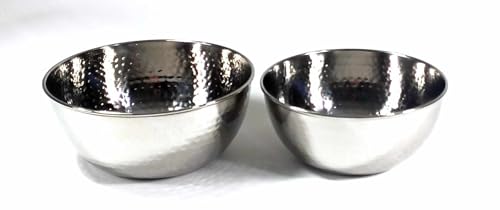 Set de 2 tazones de acero inoxidable martillado 7" y 8" miniatura 2