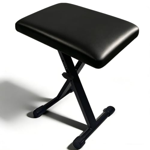 Petjirohot Piano Stool Piano Bench Keyboard Bench X-Style Height Adjustable 16-20in Padded Cushion Piano Stool Bench Keyboard Chair for Keyboards Piano. (Thin Version)