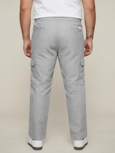 Image of Urbano Plus Men's Straight Fit Linen Cargo Pants with 6 Pockets