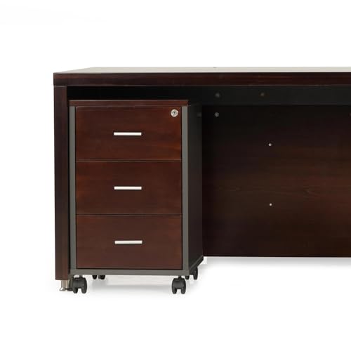 Image of Lakdi The Furniture Office Desk for Director Table Made in MDF with Laminate & Drwaers and Pedestal with Lockable CPU Space, Modern Executive Desk & CEO Desks - Openable Shutte- LDL-556