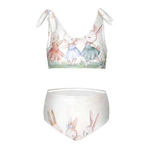 Girls' Bikini Set, Cute Rabbit Ballet Dancing Kids Swimsuit 2 Pcs Beach Bathing Suit
