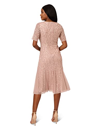 Image of Adrianna Papell Women's Beaded Midi Dress with Godets