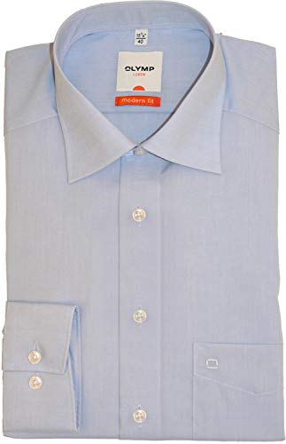 OLYMP Luxor modern fit Hemd extra kurzer Arm New Kent Kragen Chambray hellblau OLYMP Luxor modern fit Hemd extra kurzer Arm New Kent Kragen Chambray hellblau
