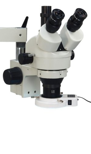 OMAX 3.5X-90X Zoom Trinocular Dual-Bar Boom Stand Stereo Microscope with 54 LED Ring Light
